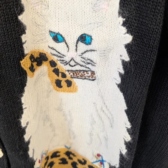 Sweater Cat Cardigan Paw Buttons Paw Print On Back Of Sleeves Size S - Picture 4 of 8